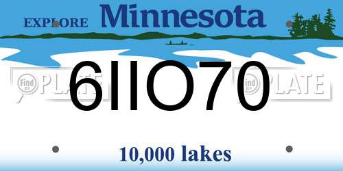 6IIO70 Minnesota License Plate