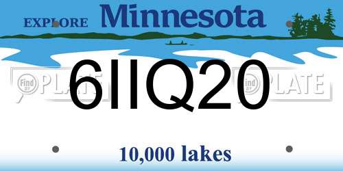 6IIQ20 Minnesota License Plate