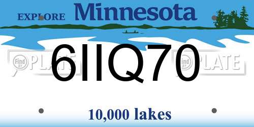 6IIQ70 Minnesota License Plate