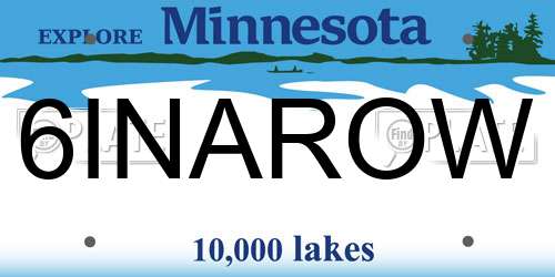 6INAROW Minnesota License Plate