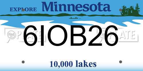 6IOB26 Minnesota License Plate