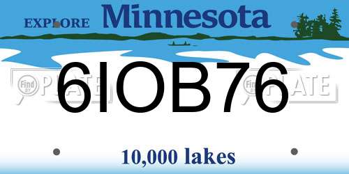 6IOB76 Minnesota License Plate