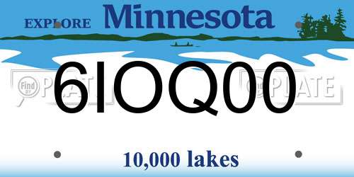 6IOQ00 Minnesota License Plate