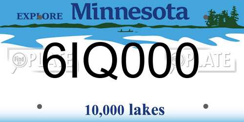 6IQ000 Minnesota License Plate