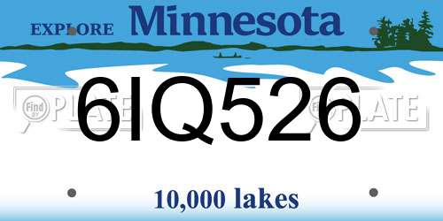 6IQ526 Minnesota License Plate