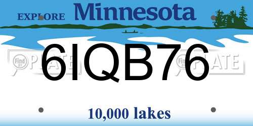 6IQB76 Minnesota License Plate