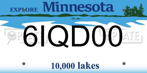6IQD00 Minnesota License Plate