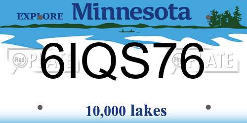 6IQS76 Minnesota License Plate