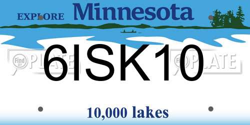 6ISK10 Minnesota License Plate