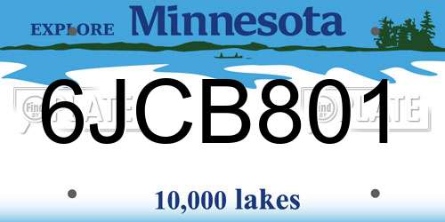 6JCB801 Minnesota License Plate