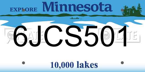 6JCS501 Minnesota License Plate