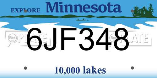 6JF348 Minnesota License Plate