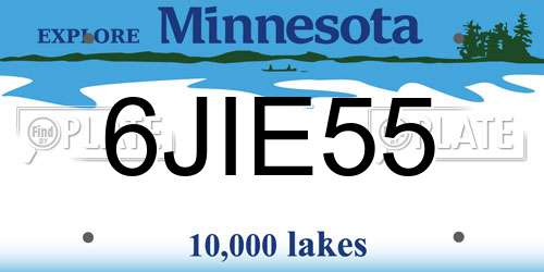 6JIE55 Minnesota License Plate