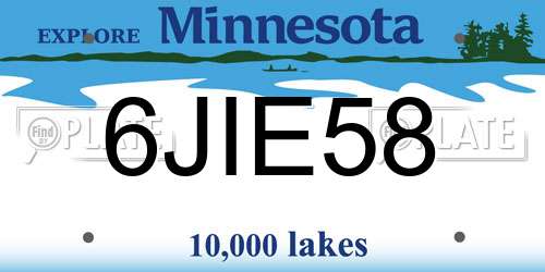 6JIE58 Minnesota License Plate
