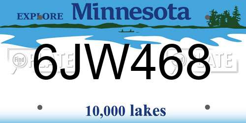6JW468 Minnesota License Plate