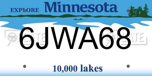 6JWA68 Minnesota License Plate