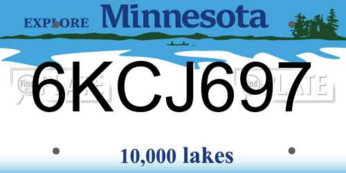6KCJ697 Minnesota License Plate