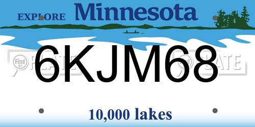 6KJM68 Minnesota License Plate