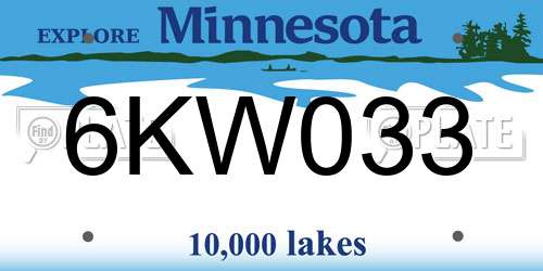 6KW033 Minnesota License Plate