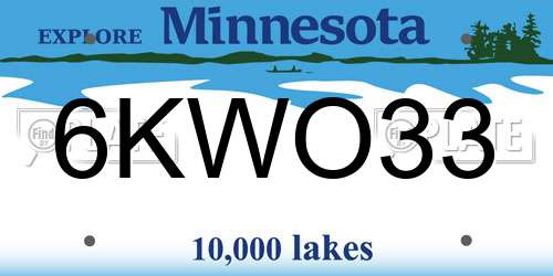 6KWO33 Minnesota License Plate