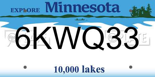 6KWQ33 Minnesota License Plate
