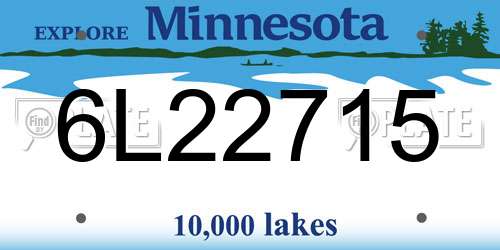 6L22715 Minnesota License Plate