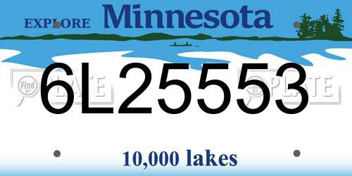 6L25553 Minnesota License Plate