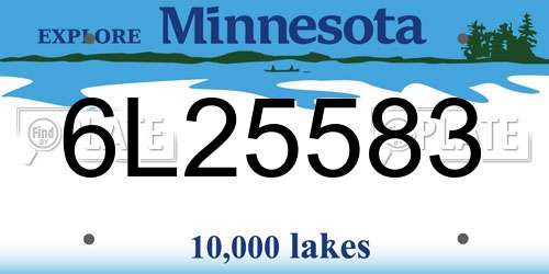 6L25583 Minnesota License Plate