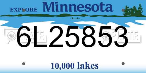6L25853 Minnesota License Plate
