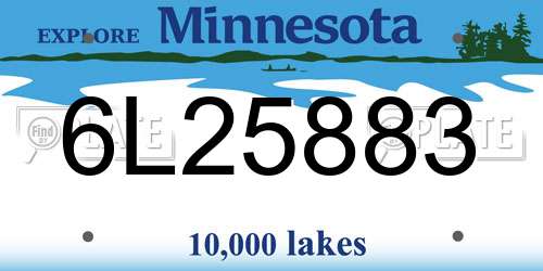 6L25883 Minnesota License Plate