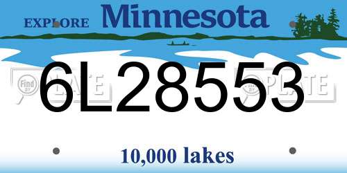 6L28553 Minnesota License Plate