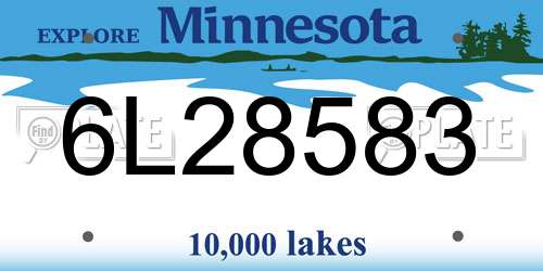 6L28583 Minnesota License Plate
