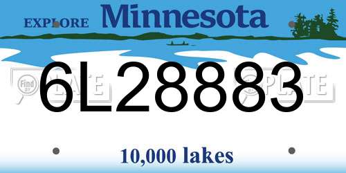 6L28883 Minnesota License Plate
