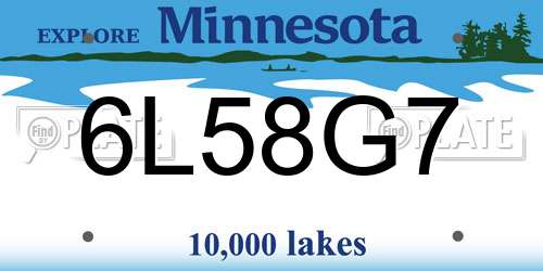 6L58G7 Minnesota License Plate