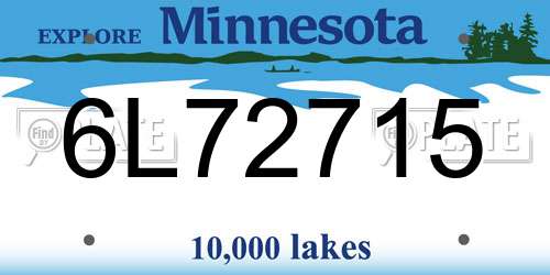 6L72715 Minnesota License Plate