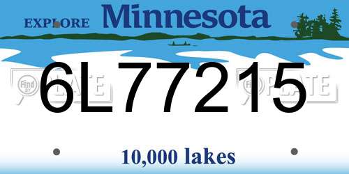 6L77215 Minnesota License Plate