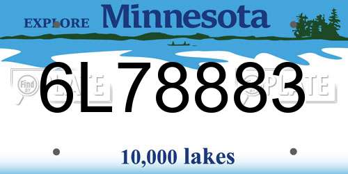 6L78883 Minnesota License Plate