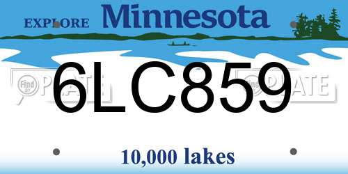 6LC859 Minnesota License Plate