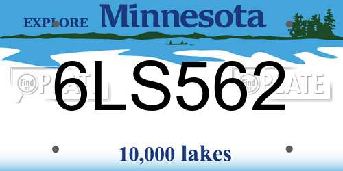 6LS562 Minnesota License Plate