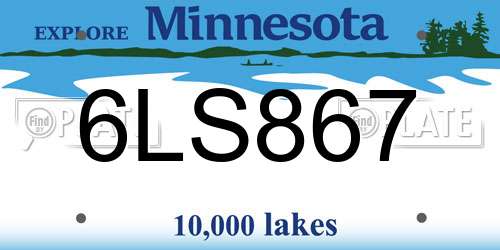 6LS867 Minnesota License Plate