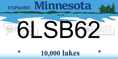 6LSB62 Minnesota License Plate