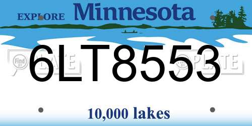 6LT8553 Minnesota License Plate