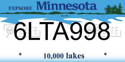 6LTA998 Minnesota License Plate