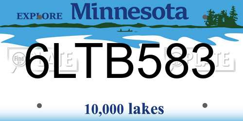6LTB583 Minnesota License Plate