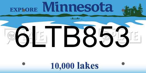 6LTB853 Minnesota License Plate