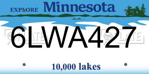 6LWA427 Minnesota License Plate
