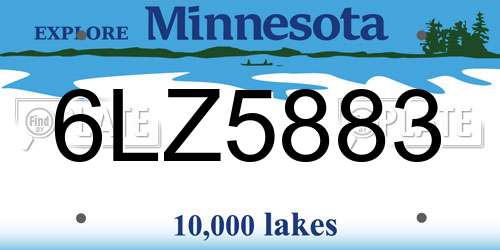 6LZ5883 Minnesota License Plate