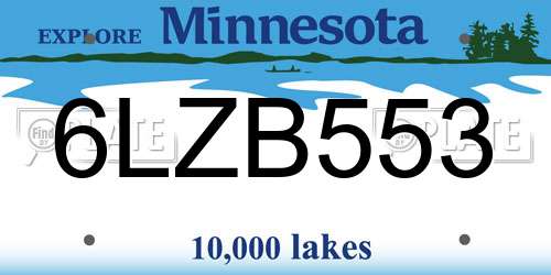 6LZB553 Minnesota License Plate
