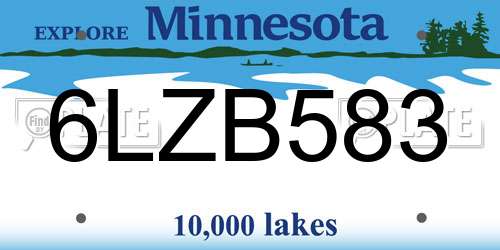 6LZB583 Minnesota License Plate