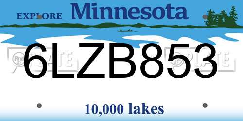 6LZB853 Minnesota License Plate